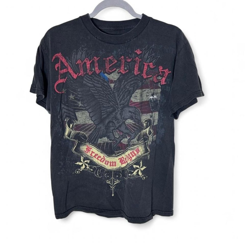 Graphic Shirt Mens Medium National Heritage Eagle America Freedom Reigns Tee‎
